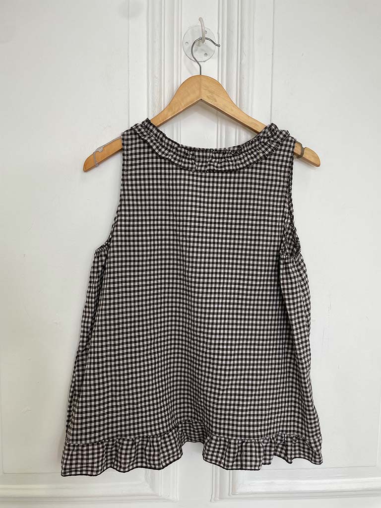 Cottage Check Ruffle Top - Chocolate