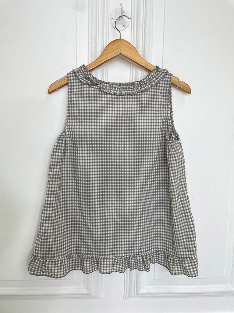 Cottage Check Ruffle Top - Latte