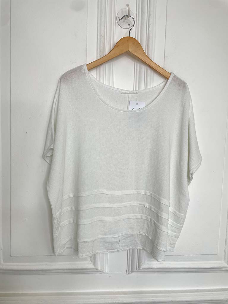 Hopsack Cascade Top - White