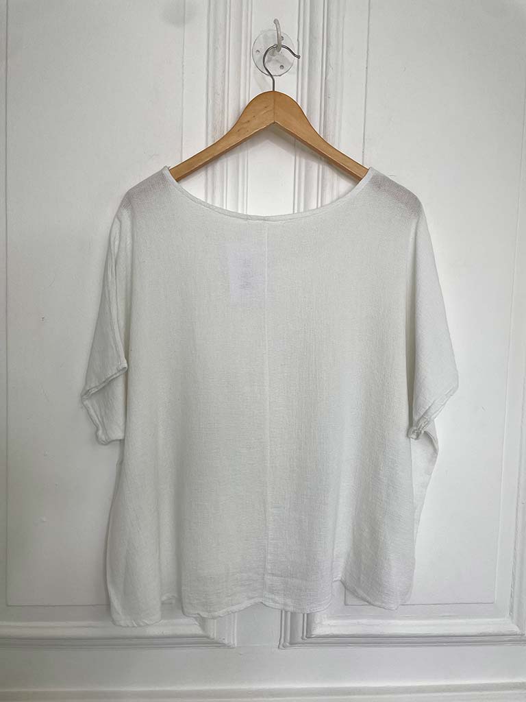 Hopsack Cascade Top - White