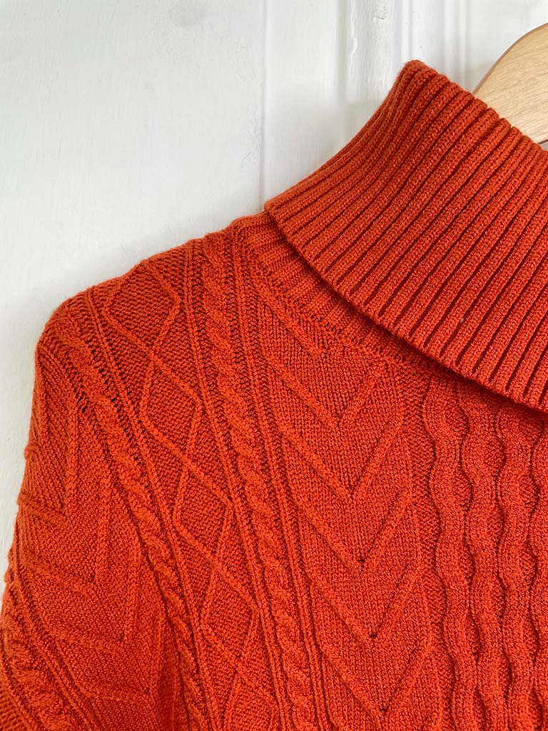 Burnt orange cable knit sweater best sale