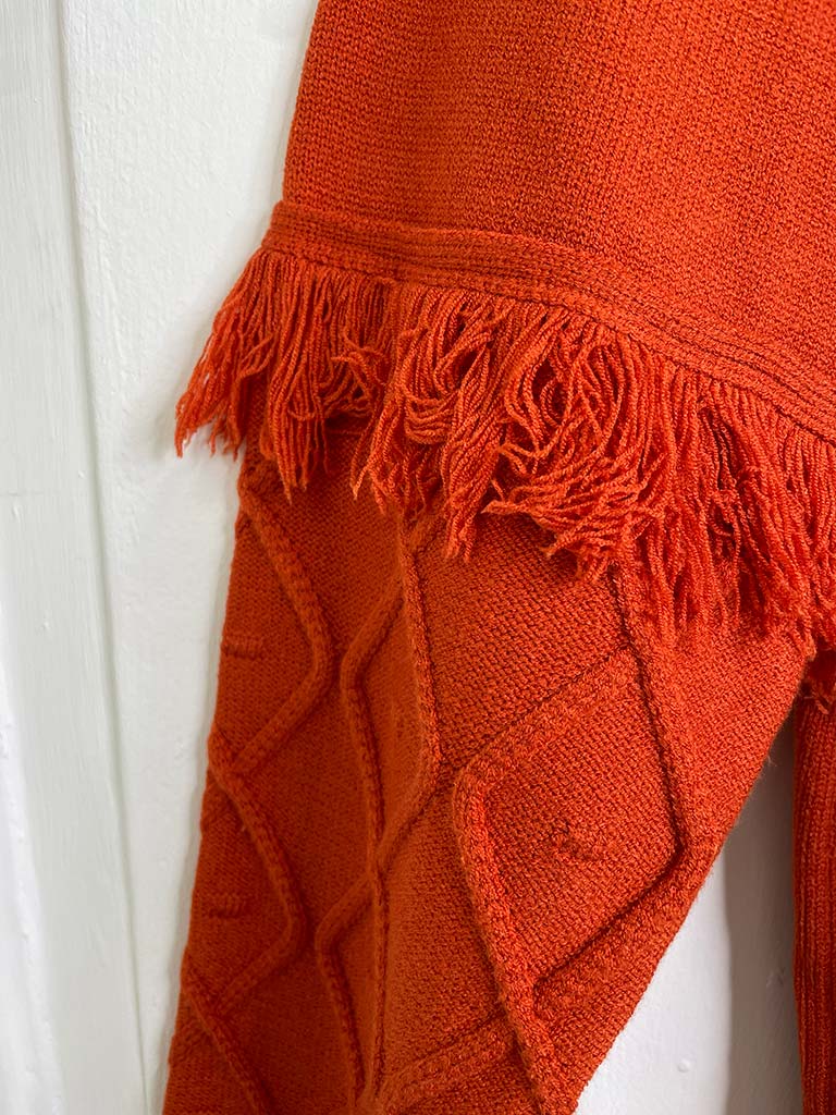 Malissa J Frayed Cable Knit - Burnt Orange