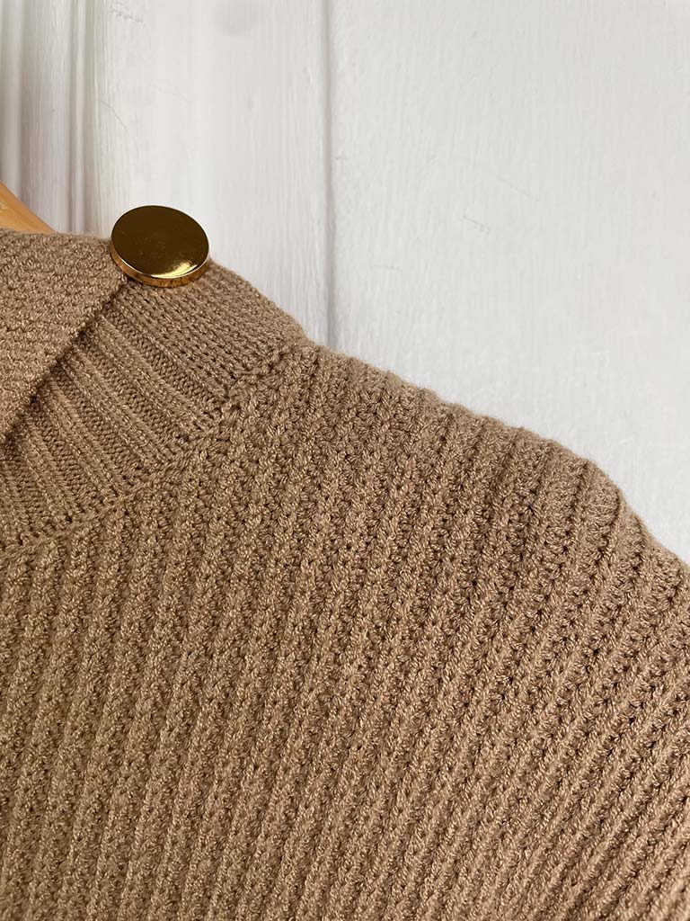 Malissa J Frayed Cable Knit - Camel