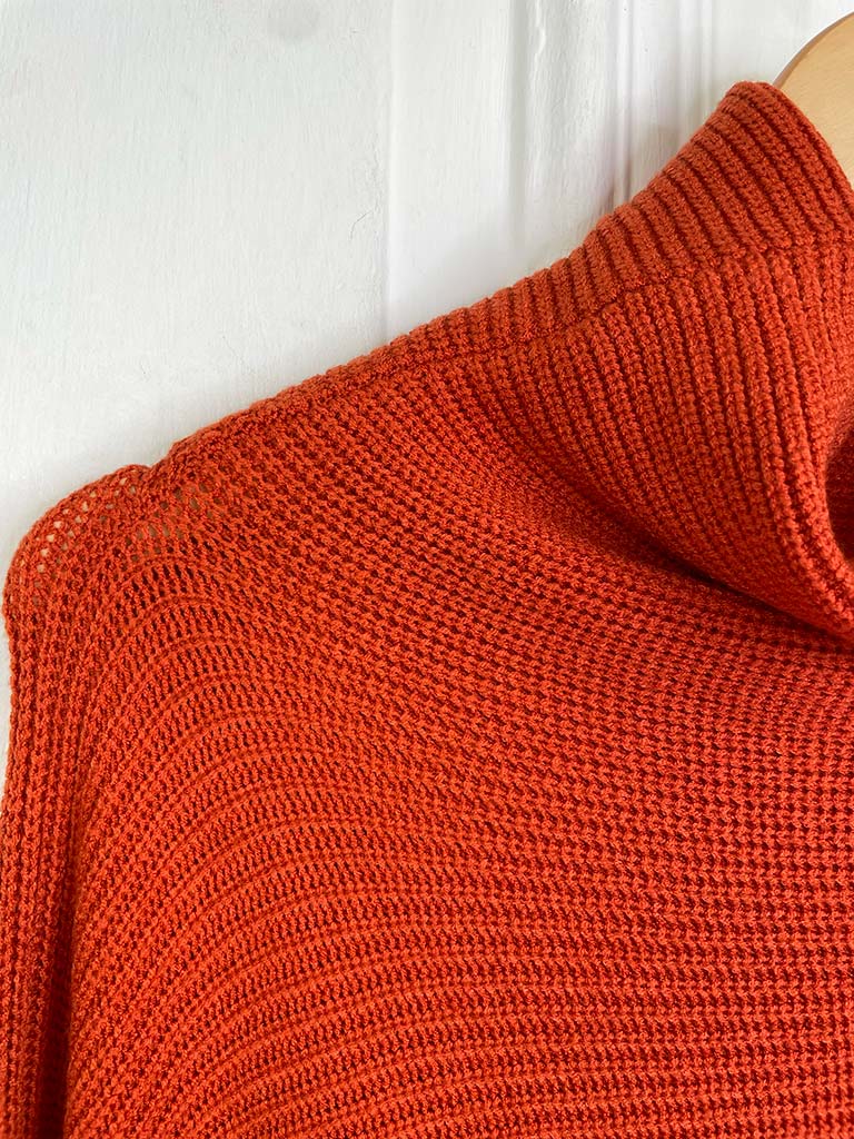 Malissa J Ribbed Polo Knit - Burnt Orange