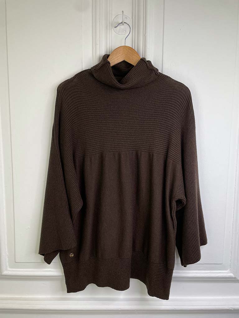 Malissa J Ribbed Polo Knit - Chocolate