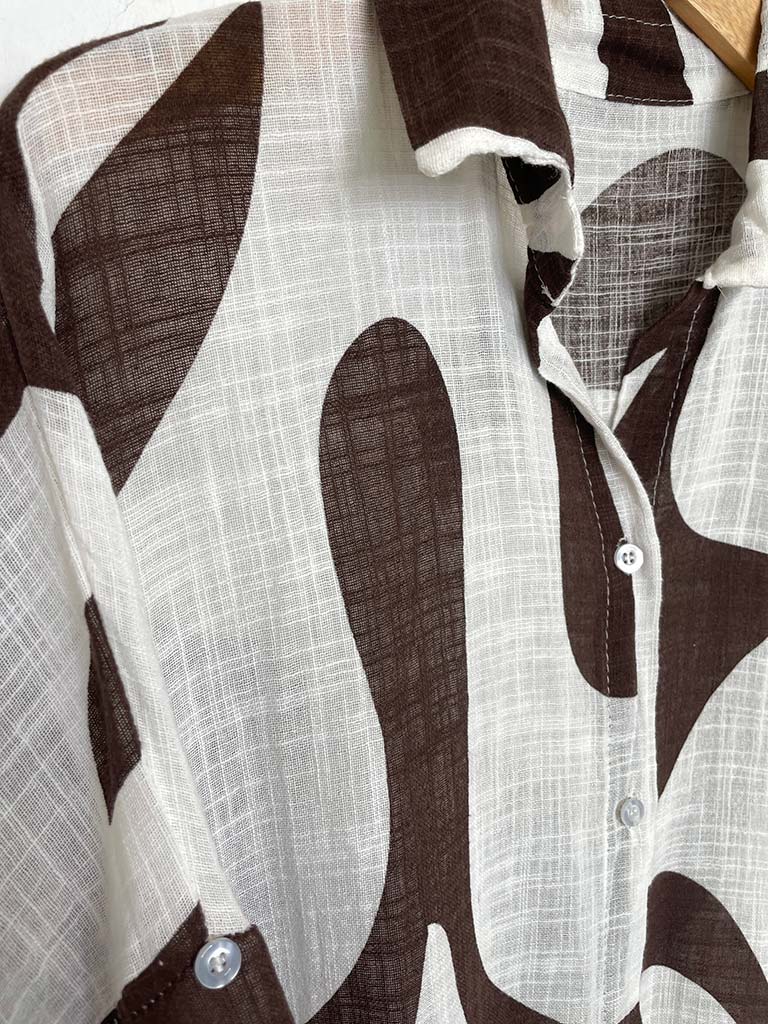 Abstract Throwover Shirt - Chocolate