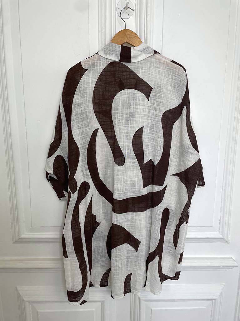 Abstract Throwover Shirt - Chocolate