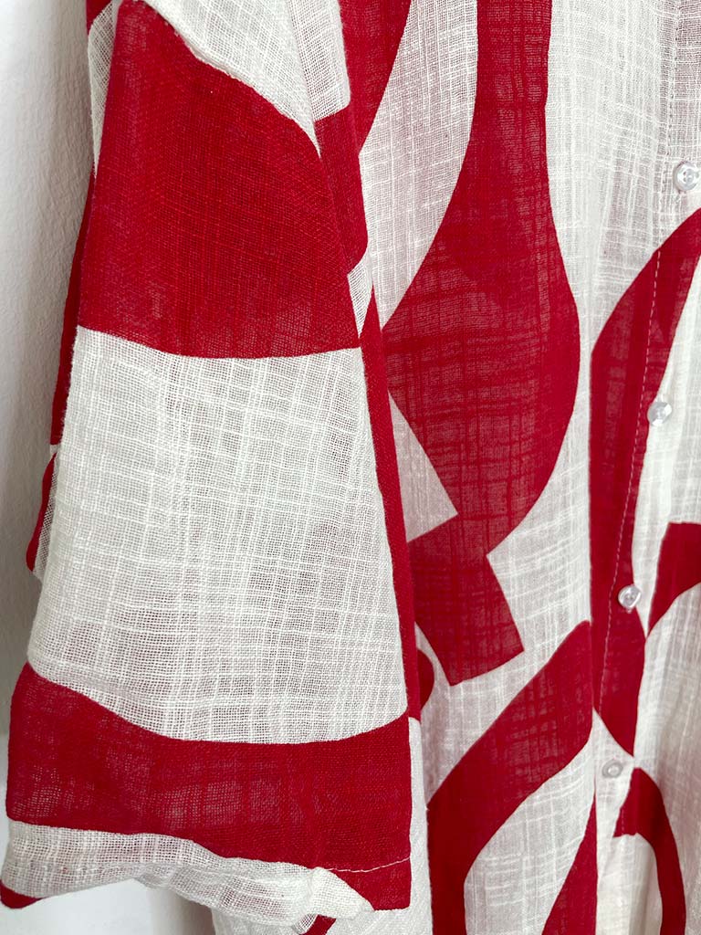 Abstract Throwover Shirt - Cherry