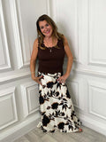 Floral Bloom Skirt - Coffee & Cream