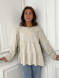 Long Sleeve Tiered Top - Stone