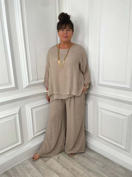 Boho Palazzo Co-ord - Latte