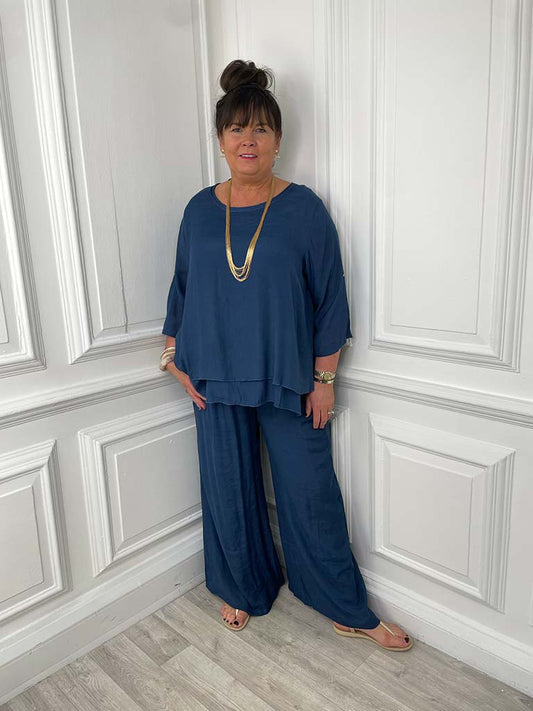 Boho Palazzo Co-ord - Navy