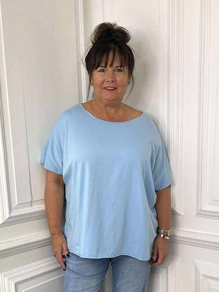 Raw Edge Basic T-Shirt - Sky