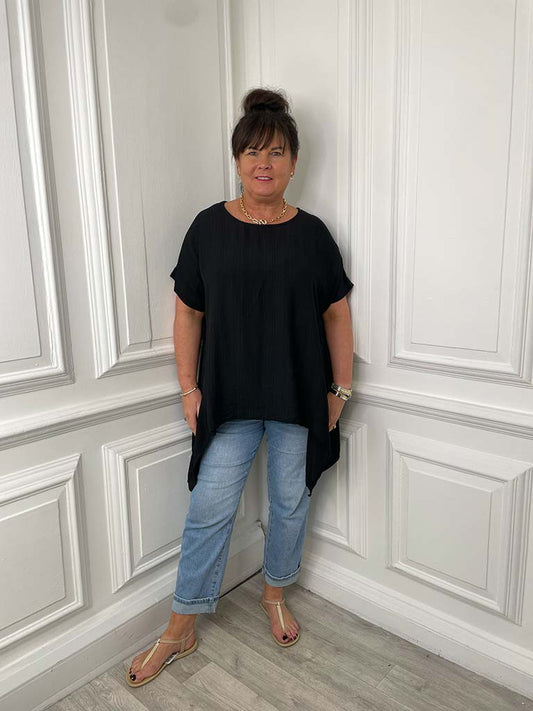 Dipped Swing Tunic - Black