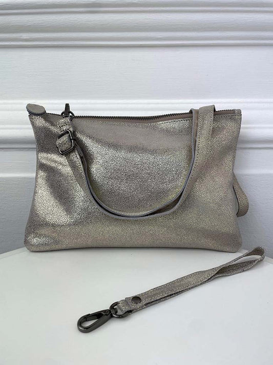 Malissa J Leather Clutch Bag - Gold