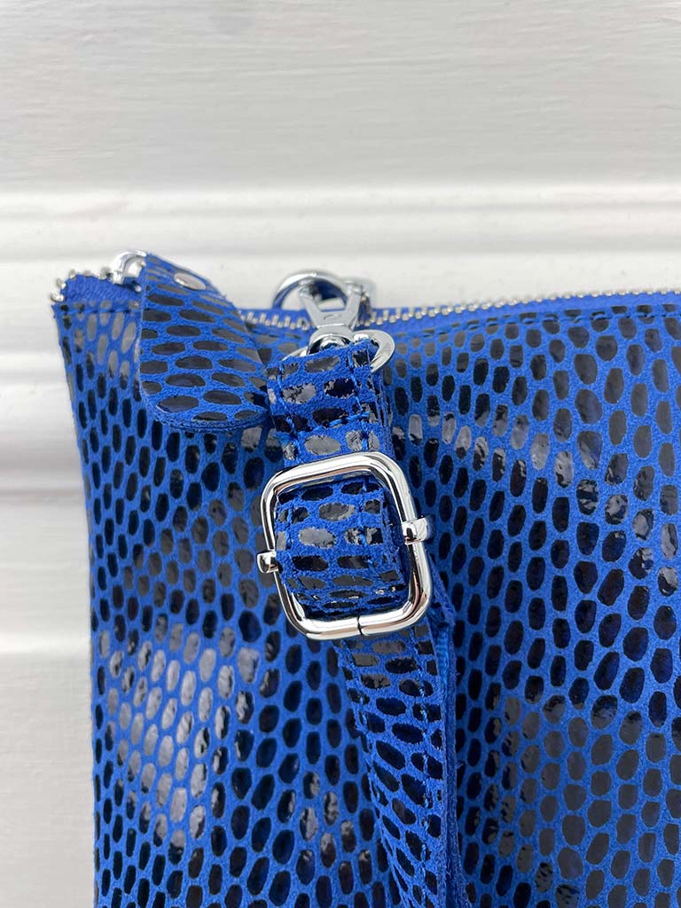 Malissa J Leather Snake Effect Clutch Bag - Cobalt