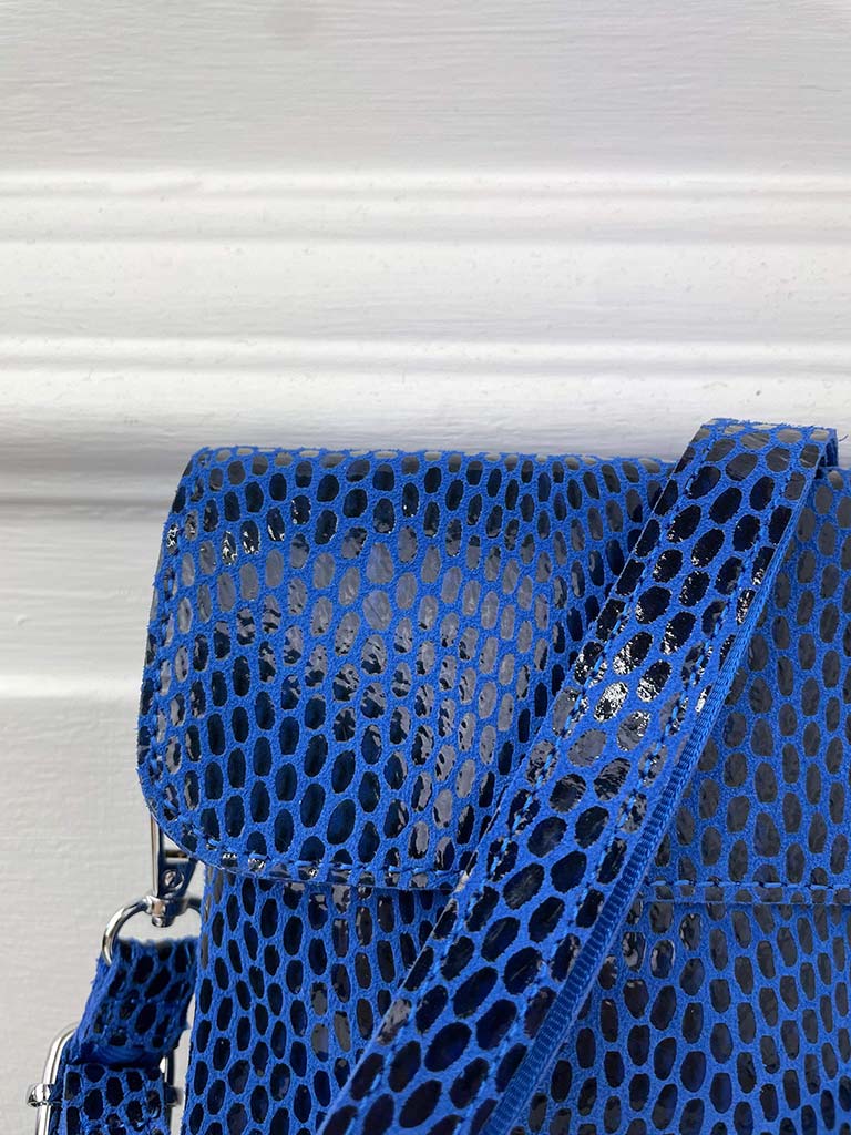 Malissa J Leather Snake Effect Envelope Clutch Bag - Cobalt