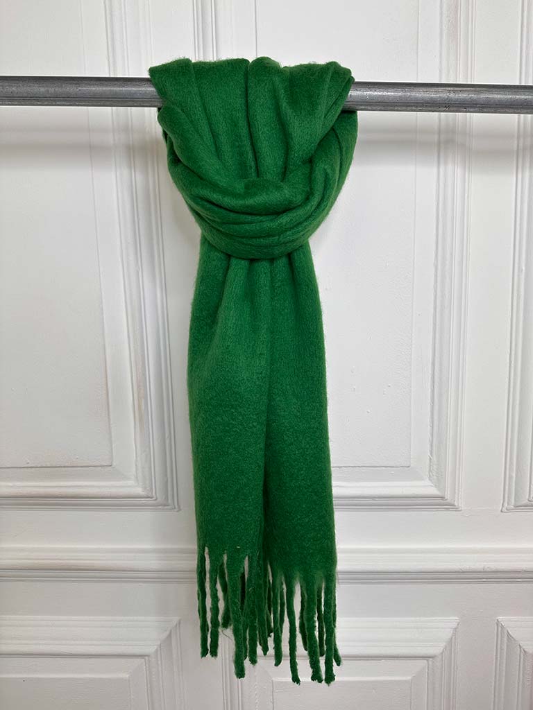Wool Mix Fringed Scarf - Clover