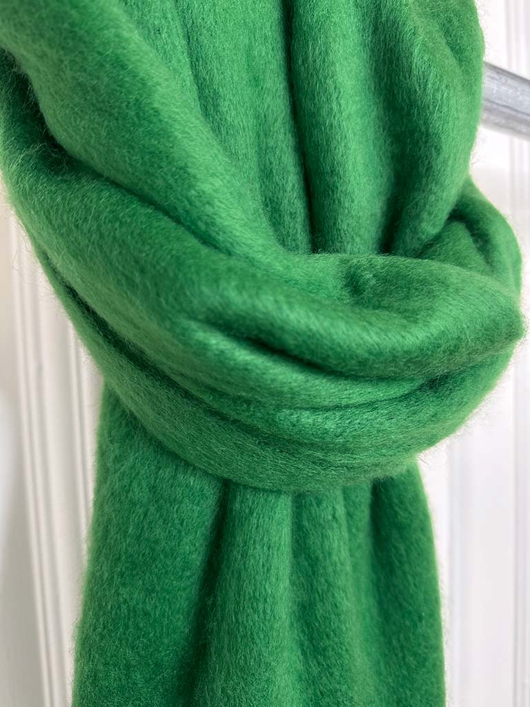 Wool Mix Fringed Scarf - Clover