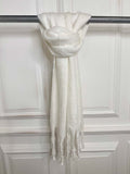 Wool Mix Fringed Scarf - Warm White