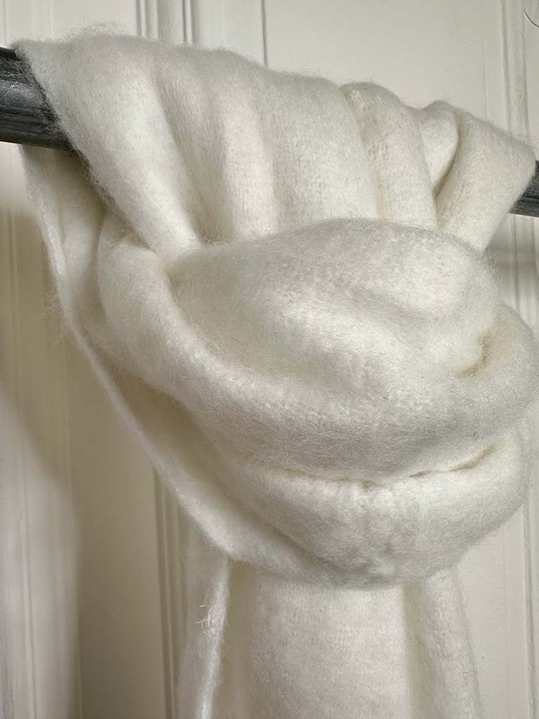 Wool Mix Fringed Scarf - Warm White