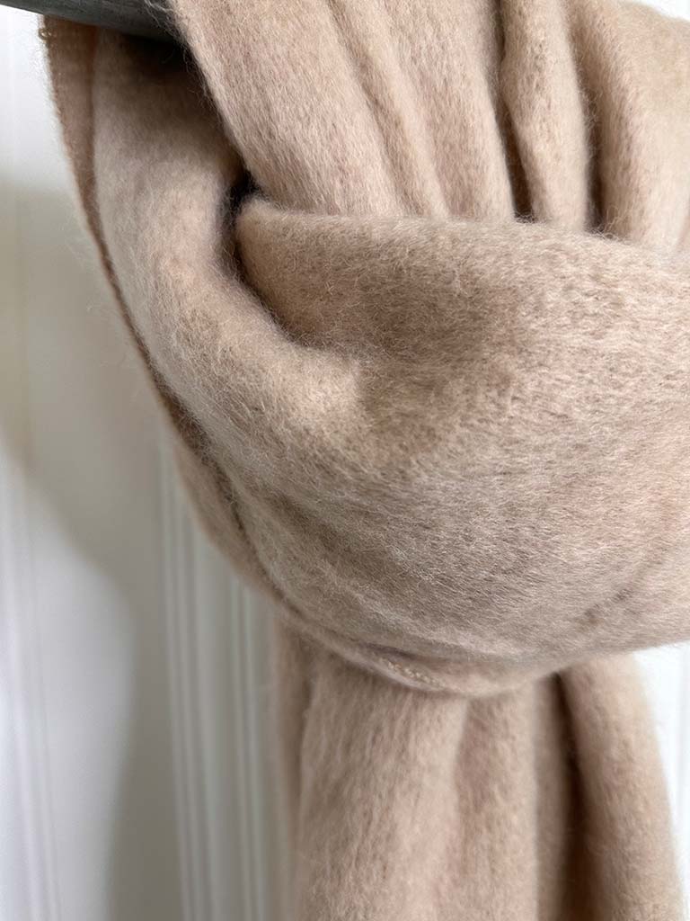 Wool Mix Fringed Scarf - Stone