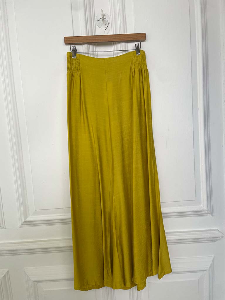 Shirred Wide Leg Trousers - Citrus