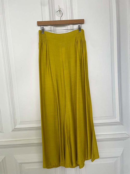 Shirred Wide Leg Trousers - Citrus