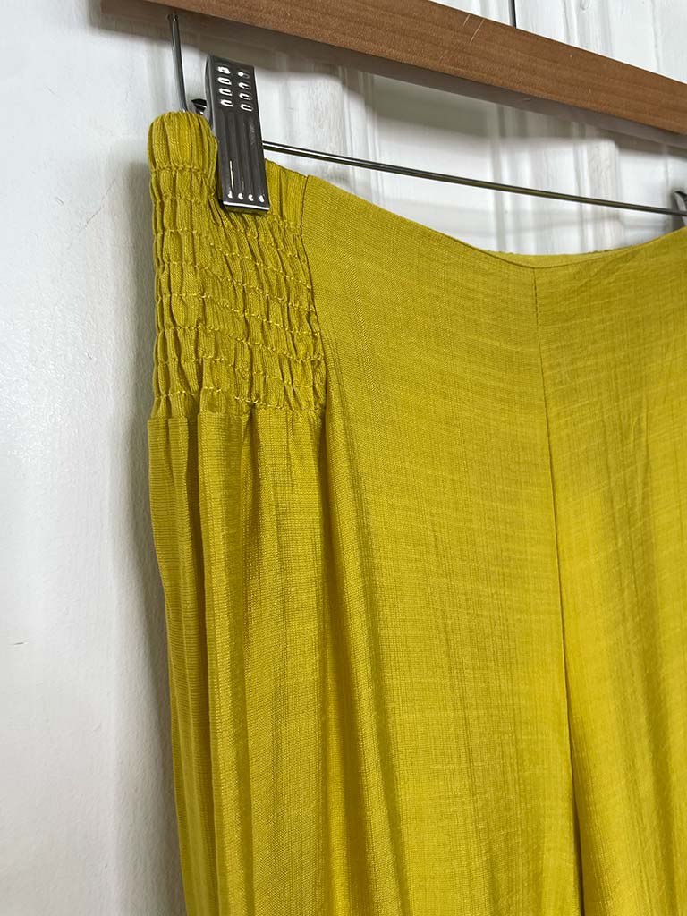 Shirred Wide Leg Trousers - Citrus