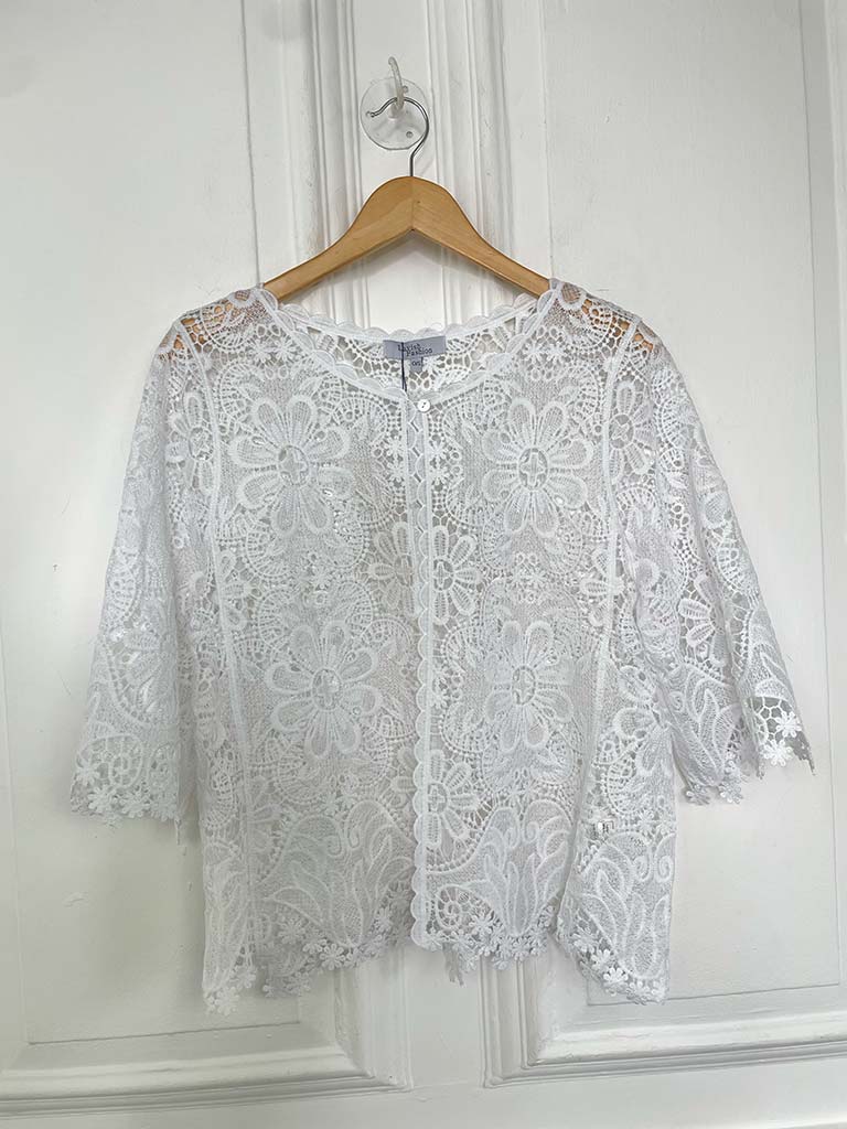 Floral Crochet Jacket - White