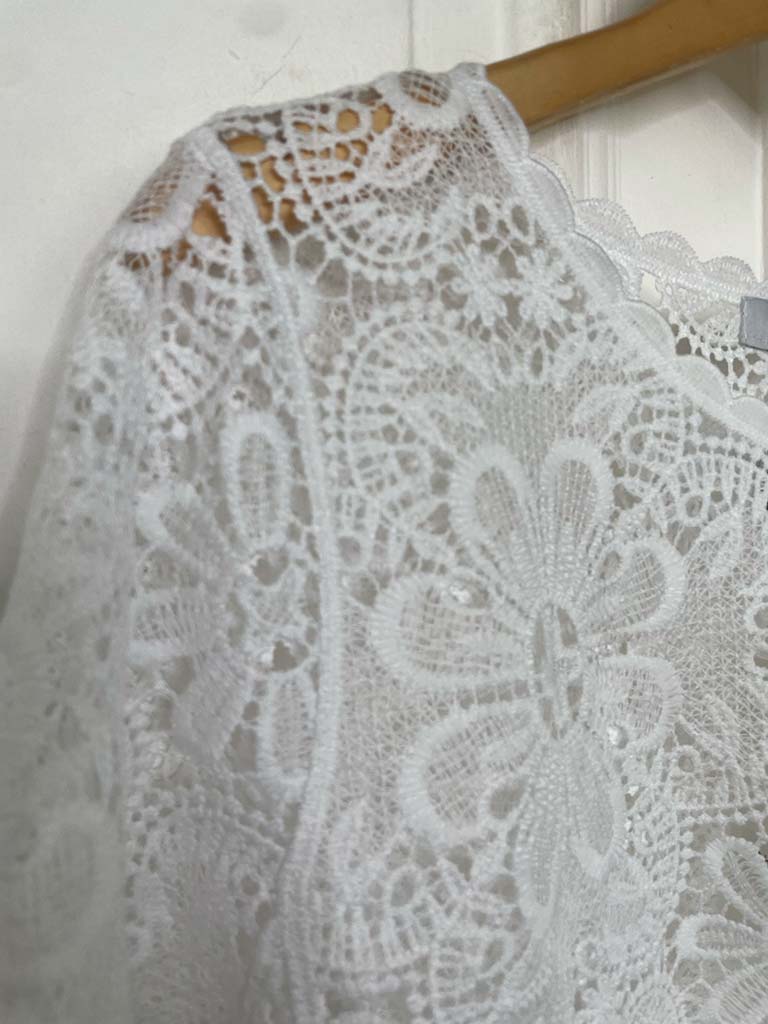 Floral Crochet Jacket - White
