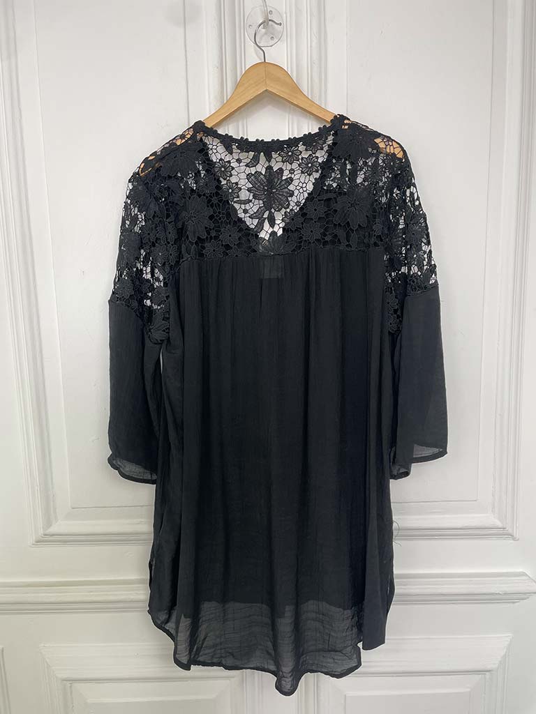 Garden Lace Tunic - Black