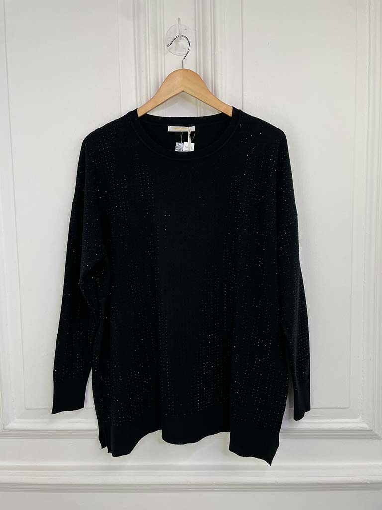 Malissa J Studded Side Split Knit - Black