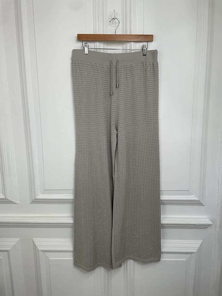 Malissa J Knitted Studded Palazzo Trousers - Mink