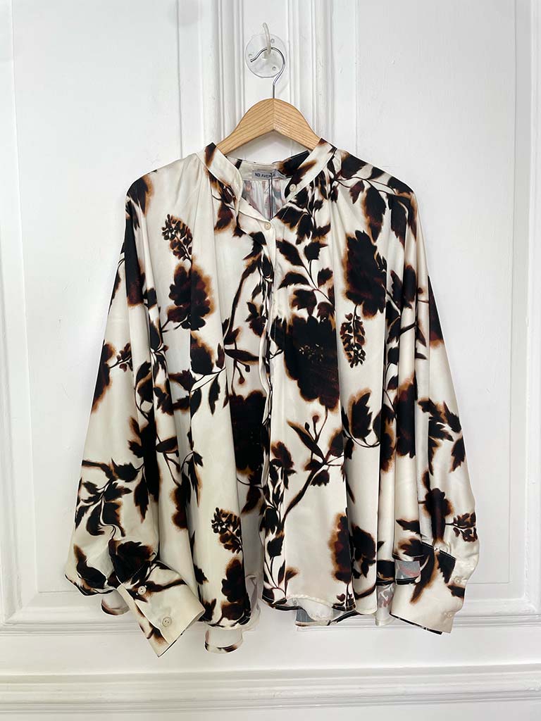Floral Bloom Blouse - Coffee & Cream
