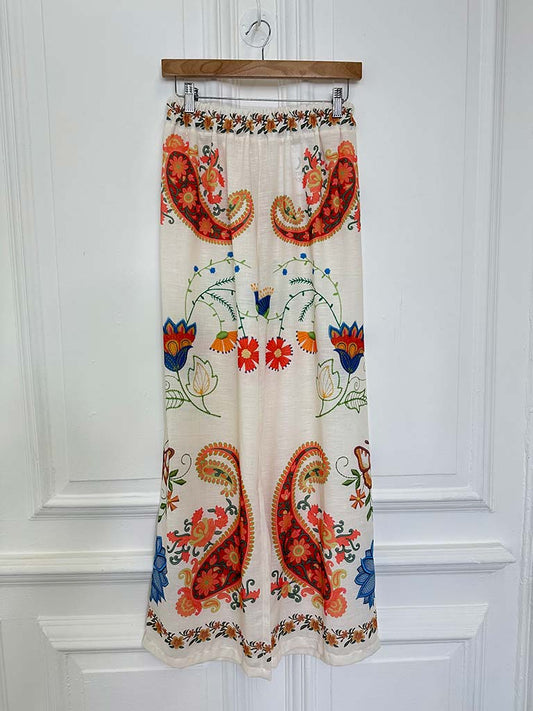 Paisley Floral Wide Leg Trousers