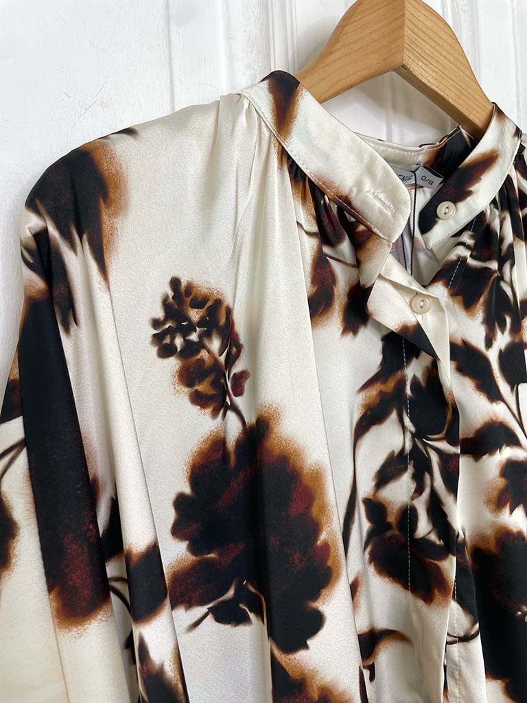 Floral Bloom Blouse - Coffee & Cream