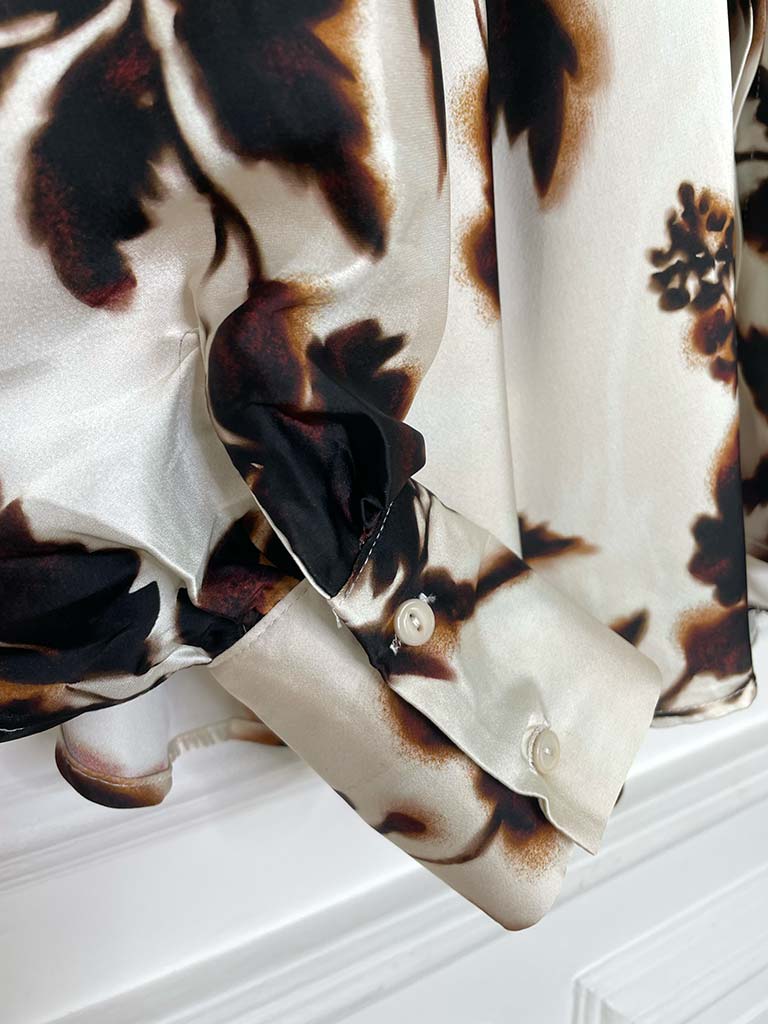 Floral Bloom Blouse - Coffee & Cream