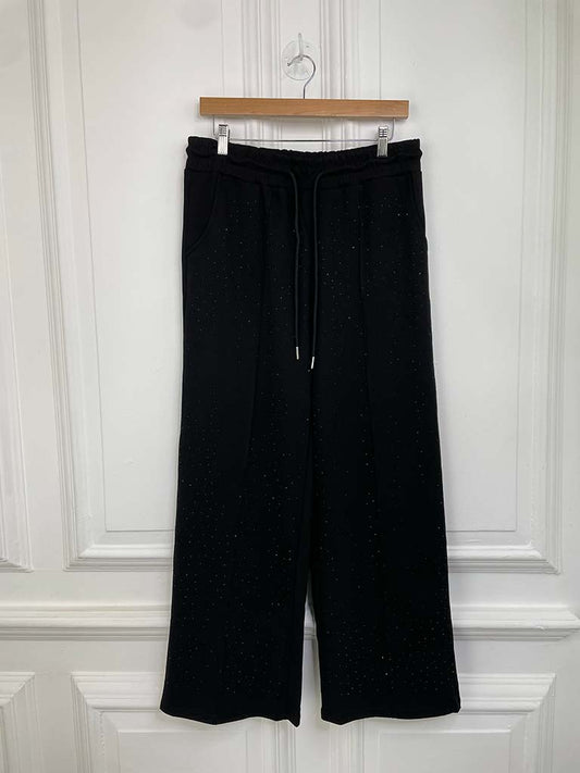 Malissa J Black Jet Studded Jersey Joggers - Black