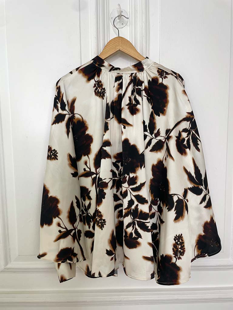 Floral Bloom Blouse - Coffee & Cream