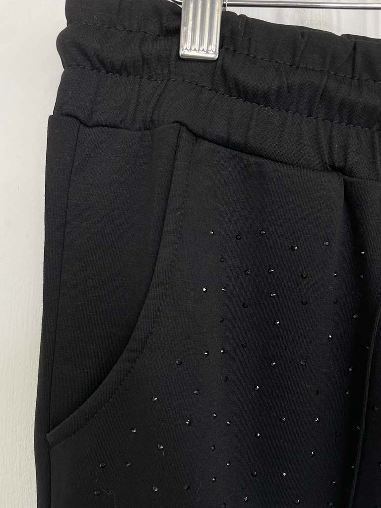 Malissa J Black Jet Studded Jersey Joggers - Black