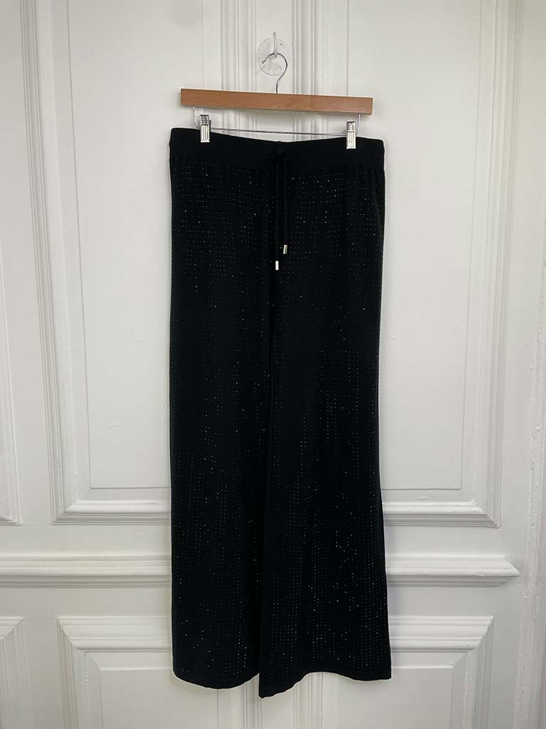 Malissa J Knitted Studded Palazzo Trousers - Black