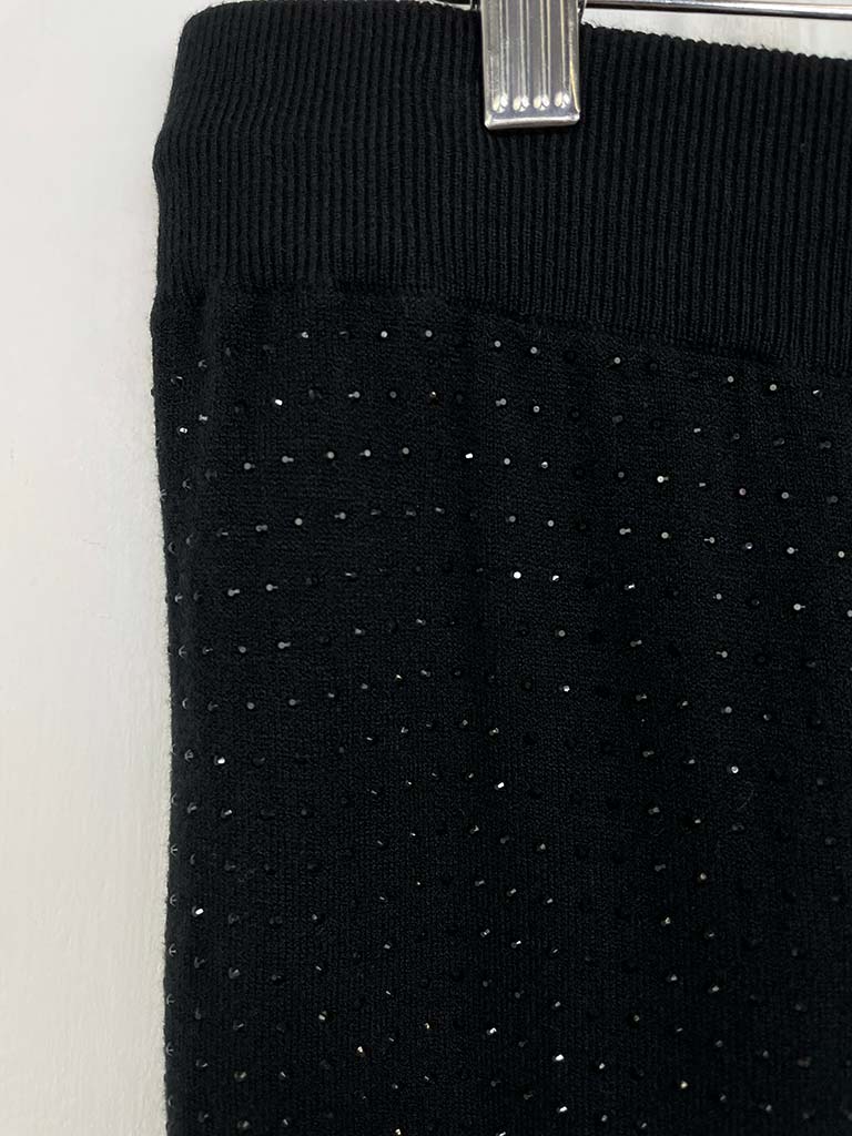 Malissa J Knitted Studded Palazzo Trousers - Black