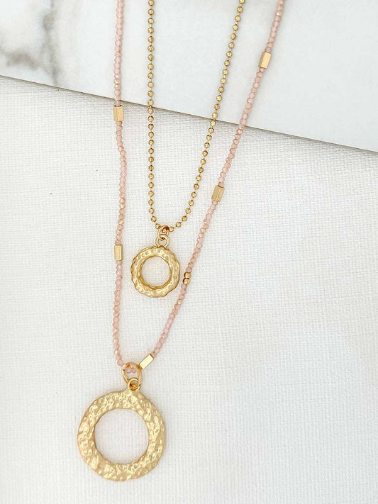 Envy Blush Shimmer Bead Necklace - Gold