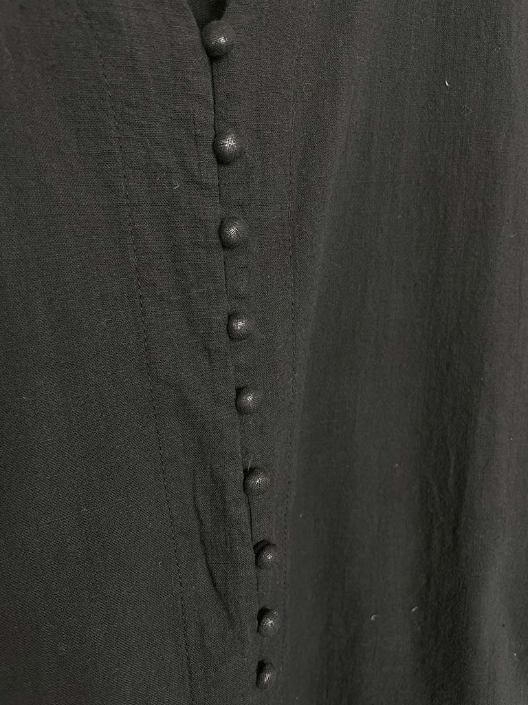 Button Front Cotton Top - Black