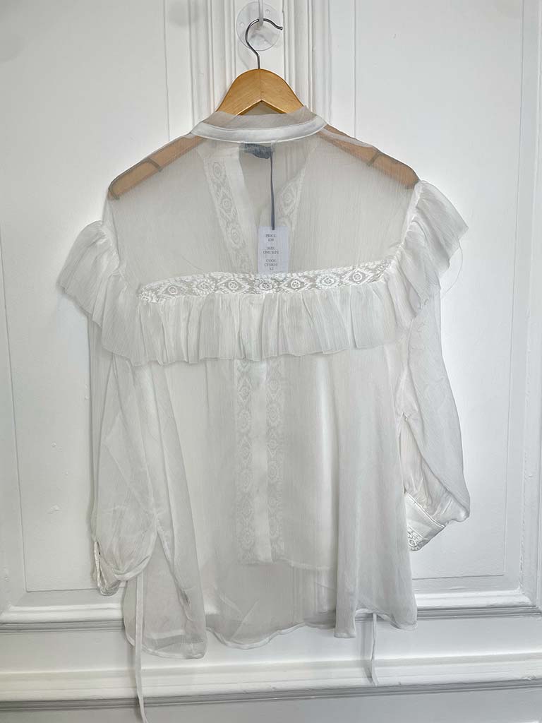 Frill Trim Embroidered Blouse