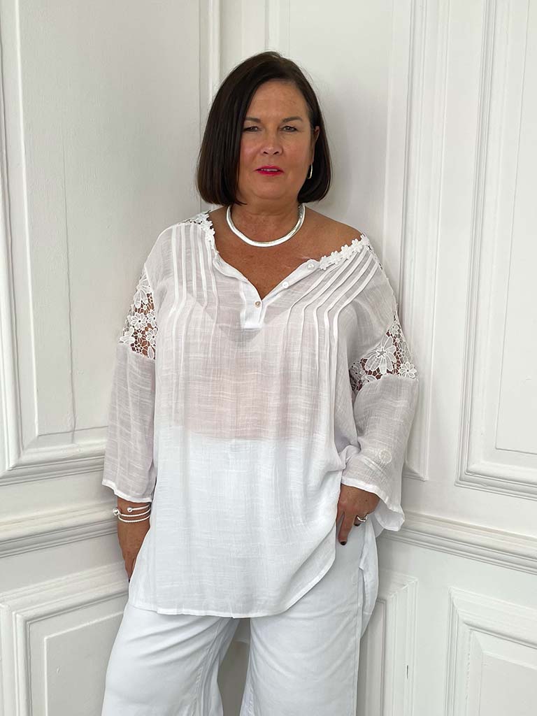 Garden Lace Tunic - White