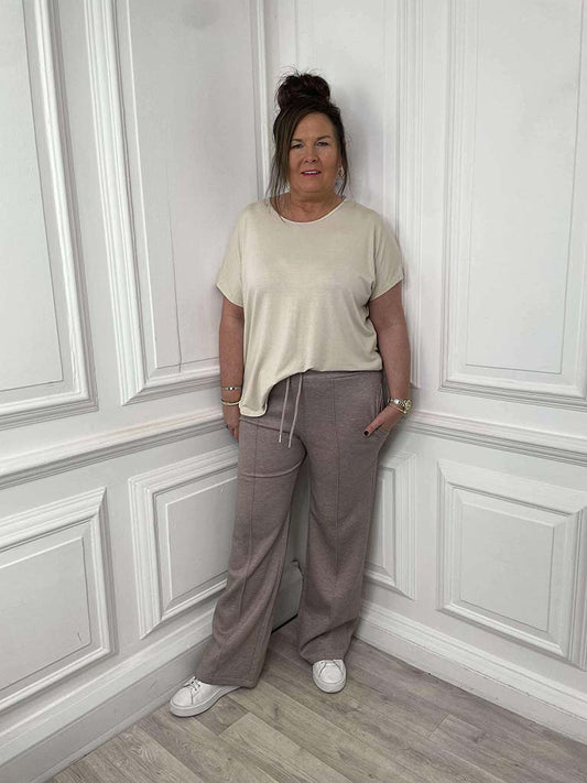 Super Soft Straight Leg Jogger - Taupe