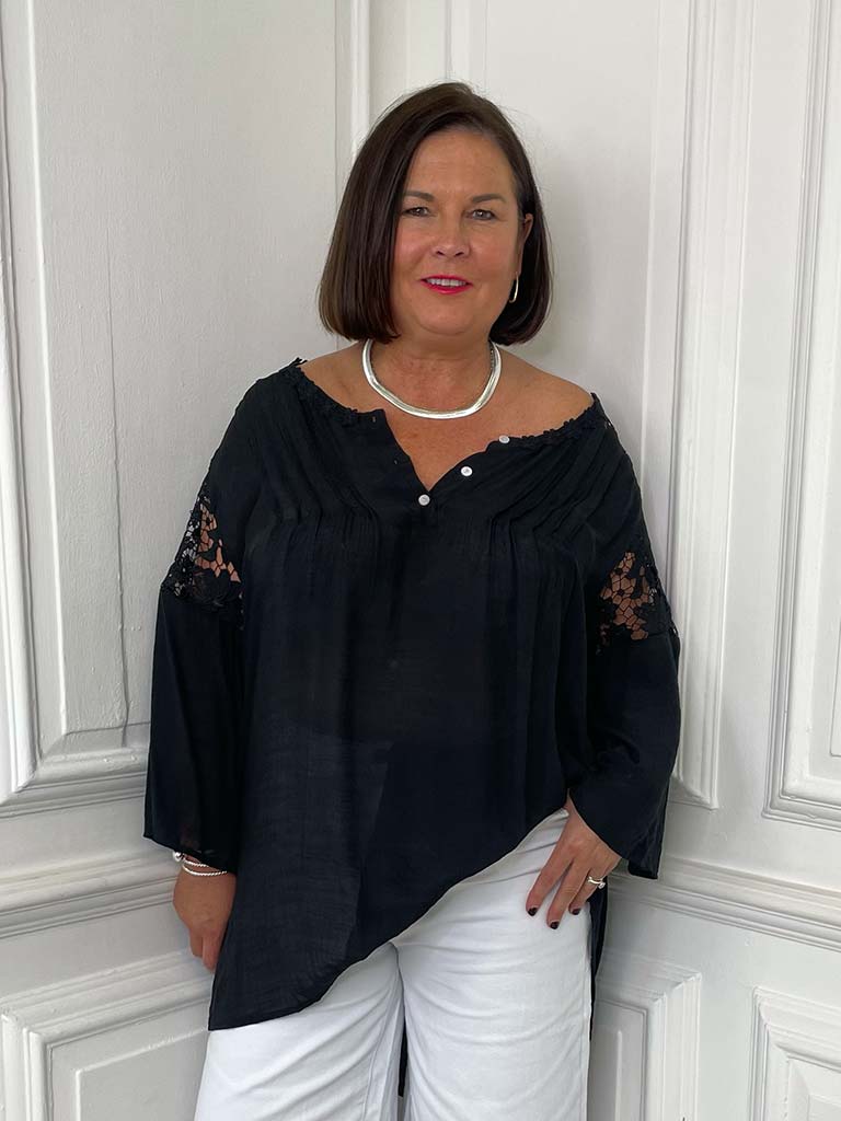 Garden Lace Tunic - Black