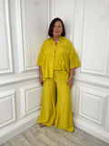 Shirred Wide Leg Trousers - Citrus